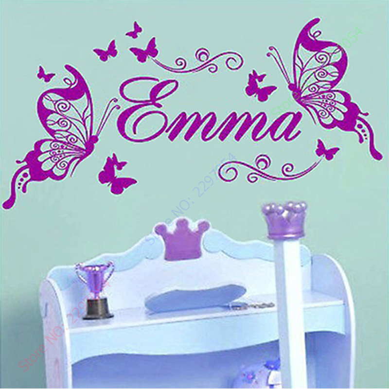 Baby Nursery Decor Girl - Neue Schmetterlinge Personalisierte Name Vinyl Schmetterling